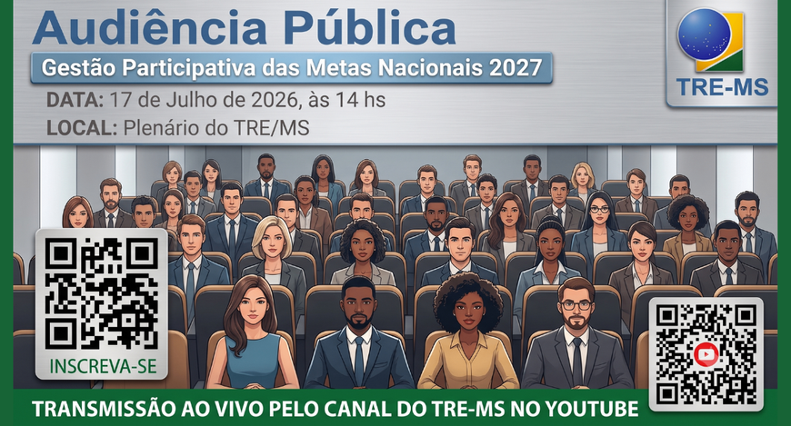 A audiência será realizada no Plenário do TRE-MS