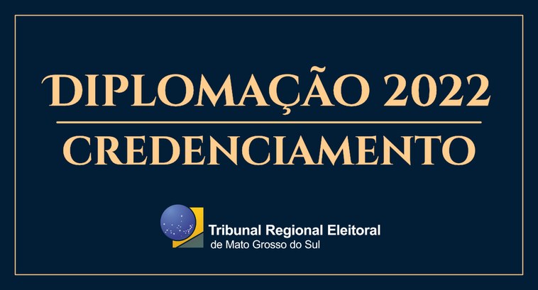 Fundo azul escuro e escrita "Diplomação 2022 - Credenciamento" em tom de amarelo dourado ao centro