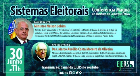 EJE-RS realizará conferência on-line com a apresentação do Ministro Nelson Jobim EJE-RS realizará conferência on-line com a apresentação do Ministro Nelson Jobim