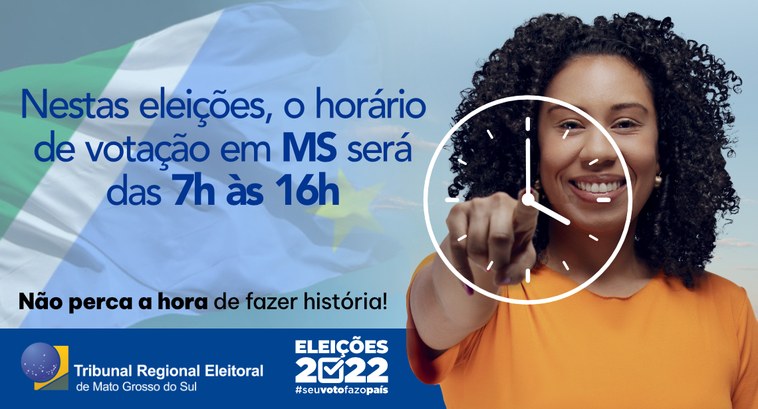 Neste ano, horário de votação para eleitores de MS será das 7h às 16h —  Tribunal Regional Eleitoral de Mato Grosso do Sul