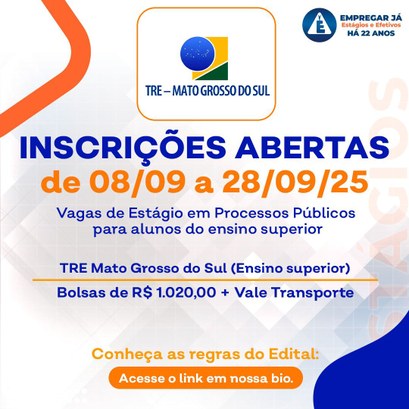 TRE-MS abre inscrições para estágio de nível superior