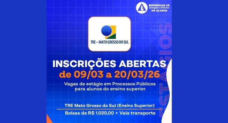 As inscrições estarão abertas de 9 a 20 de março de 2026